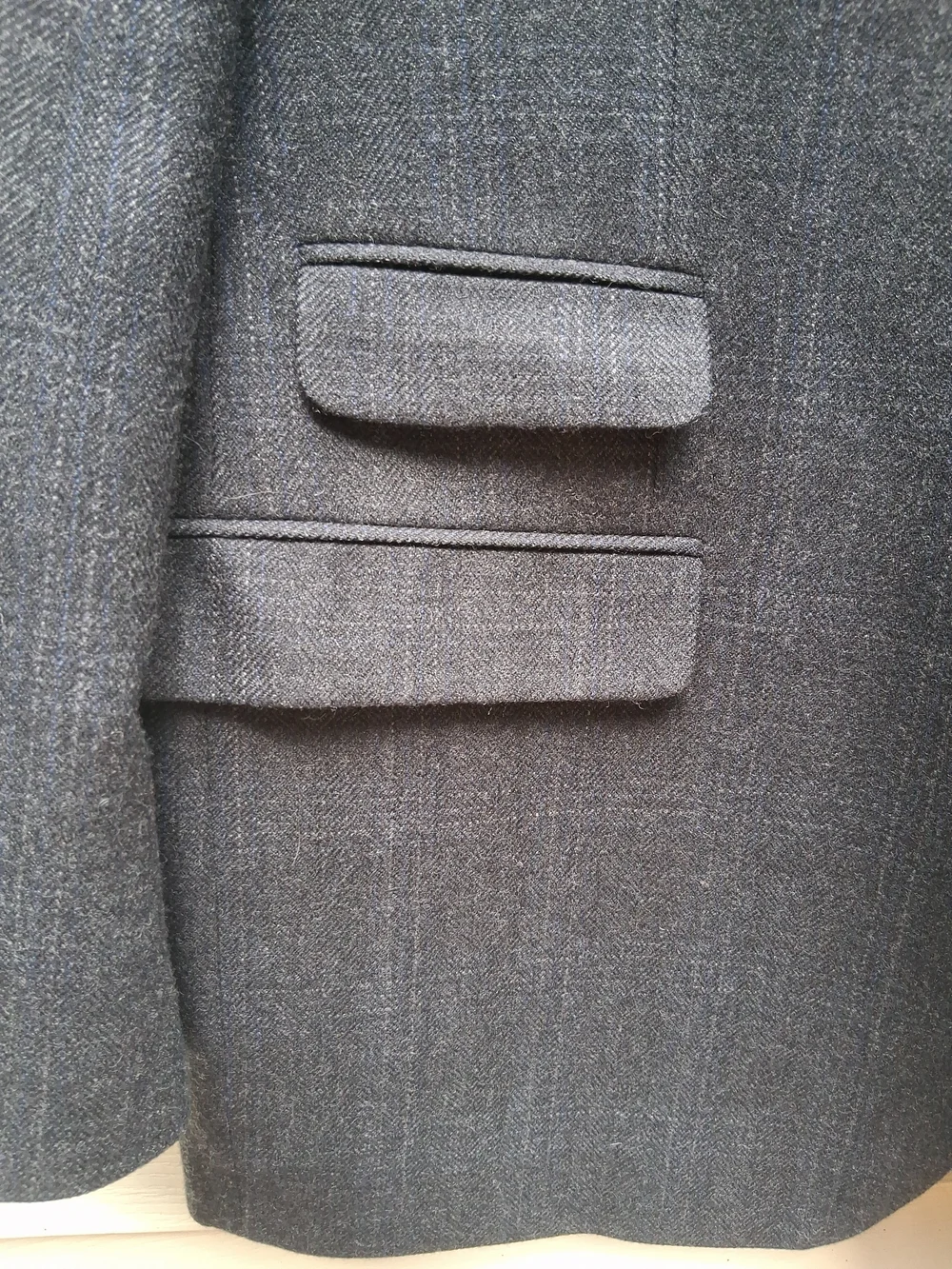 Ralph Lauren Men's 44 Long Gray Windowpane Blazer Jacket Wool Sport Coat